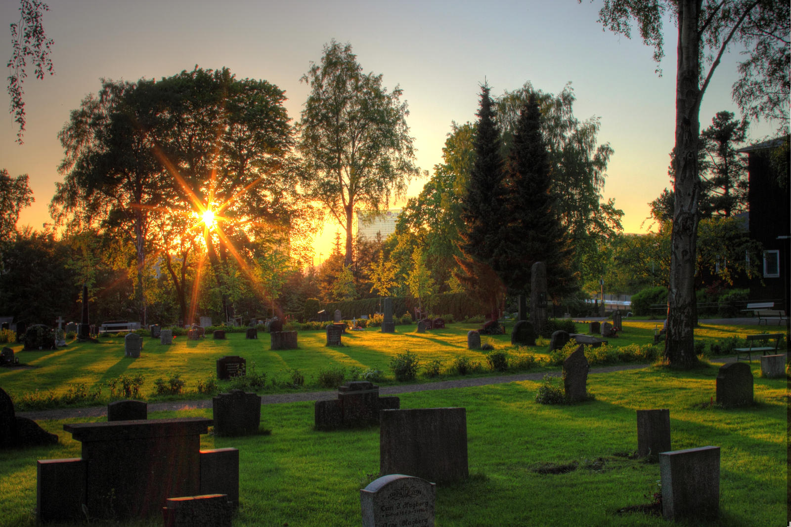 cemetery in sunset